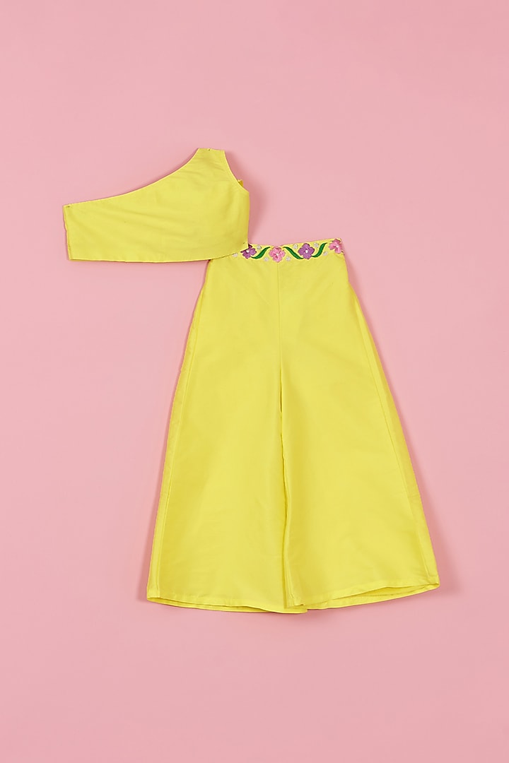 Yellow Silk Co-Ord Set For Girls by PiccoRicco at Pernia's Pop Up Shop