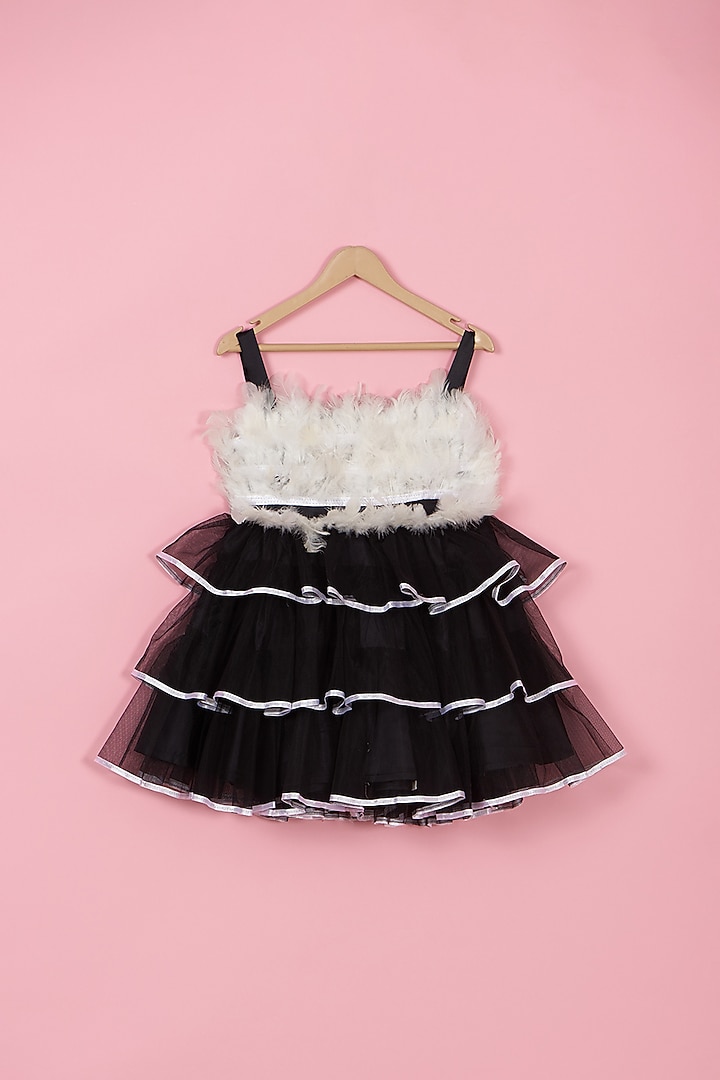 Black & White Net Dress For Girls by PiccoRicco at Pernia's Pop Up Shop