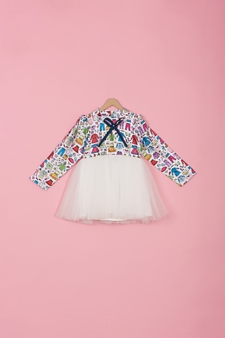 Multi-Colored Satin & Net Dress For Girls by PiccoRicco