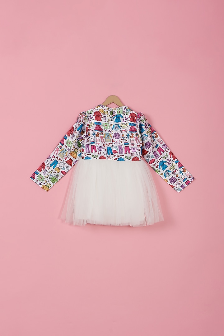 Multi-Colored Satin & Net Dress For Girls by PiccoRicco at Pernia's Pop Up Shop