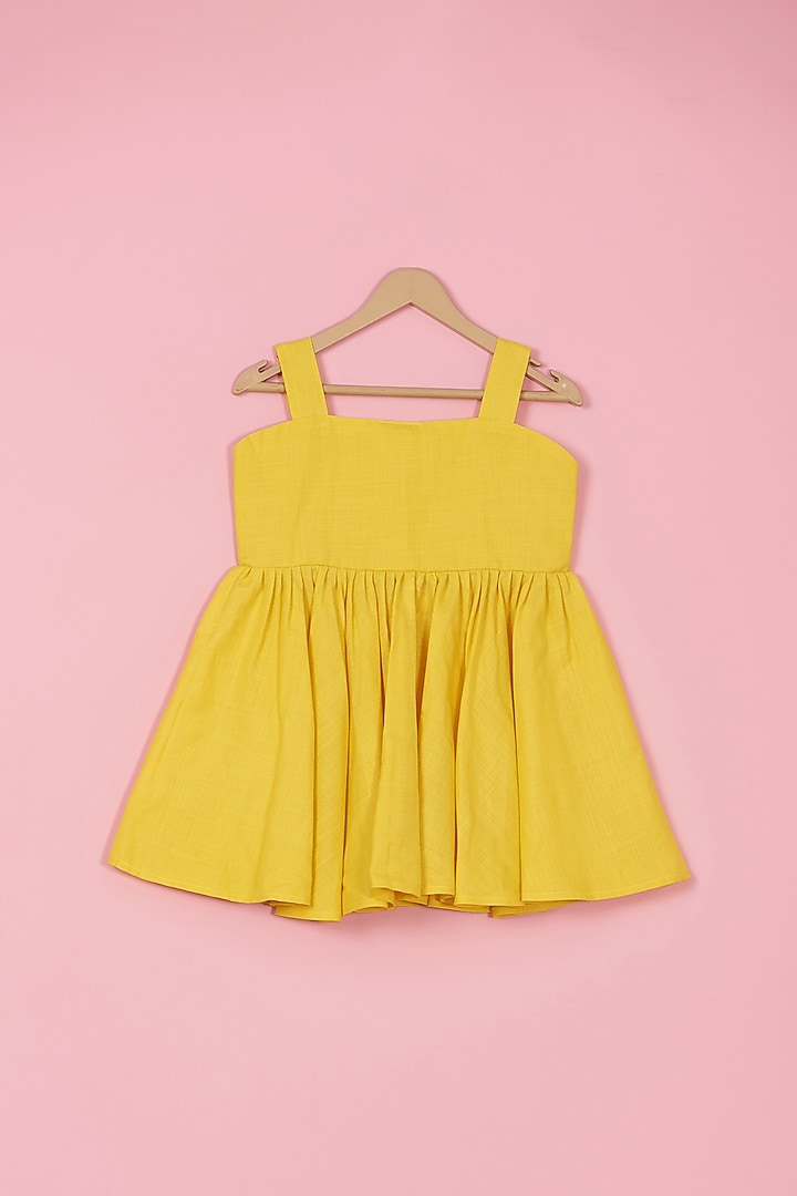 Yellow Cotton Rainbow Dress For Girls by PiccoRicco at Pernia's Pop Up Shop