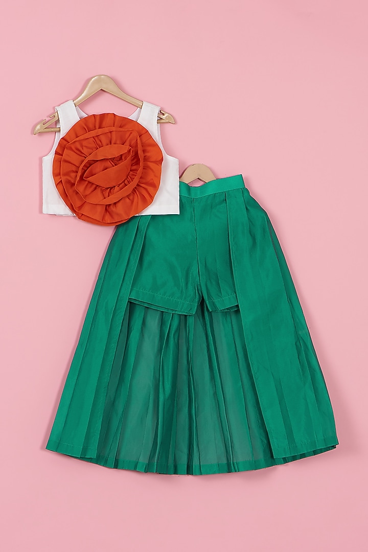 Green Silk Co-Ord Set For Girls by PiccoRicco at Pernia's Pop Up Shop
