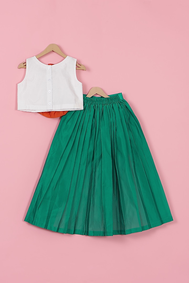 Green Silk Co-Ord Set For Girls by PiccoRicco at Pernia's Pop Up Shop