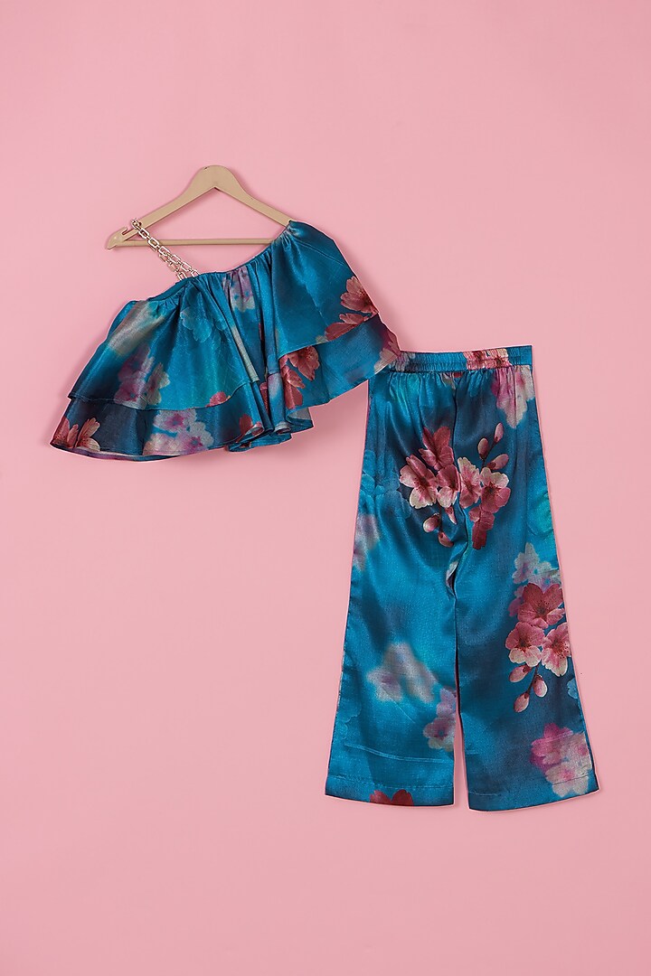 Cobalt Blue Silk Co-Ord Set For Girls by PiccoRicco at Pernia's Pop Up Shop