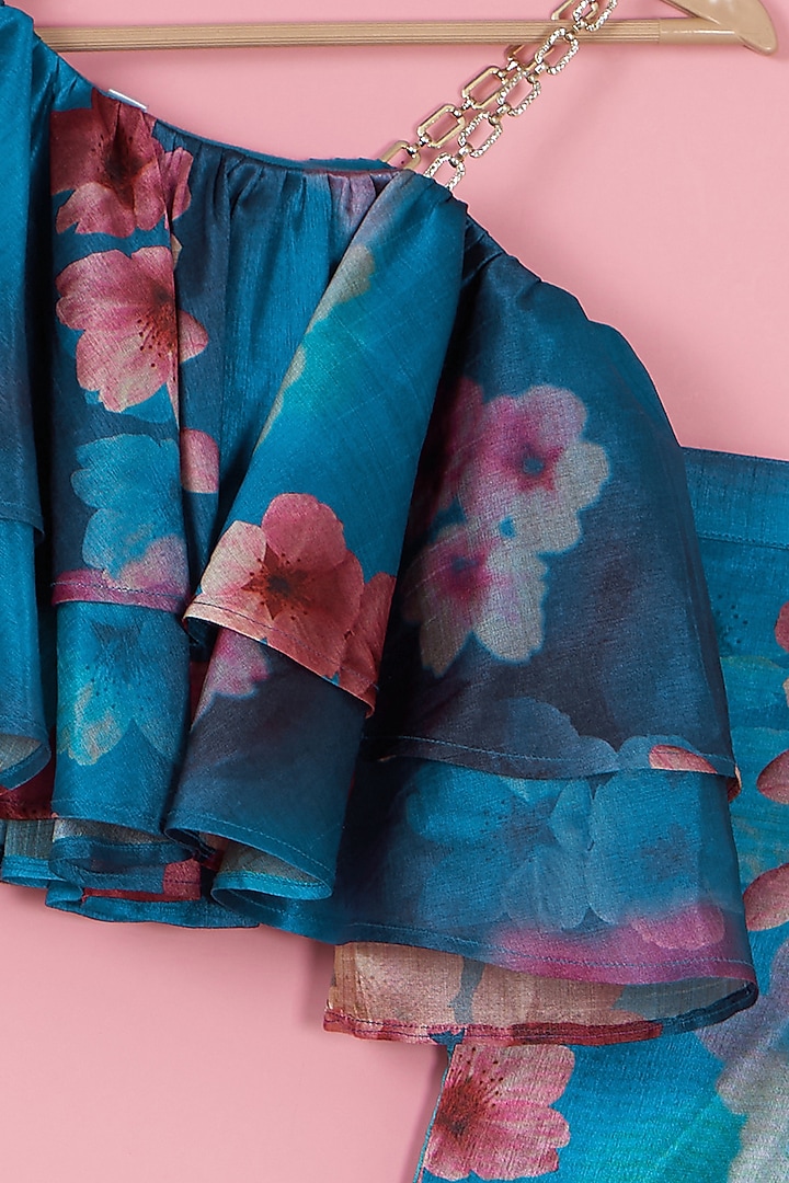 Cobalt Blue Silk Co-Ord Set For Girls by PiccoRicco at Pernia's Pop Up Shop
