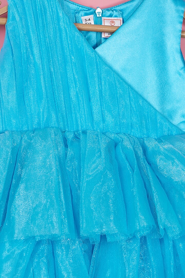 Blue Net Ruffled Dress For Girls by PiccoRicco at Pernia's Pop Up Shop