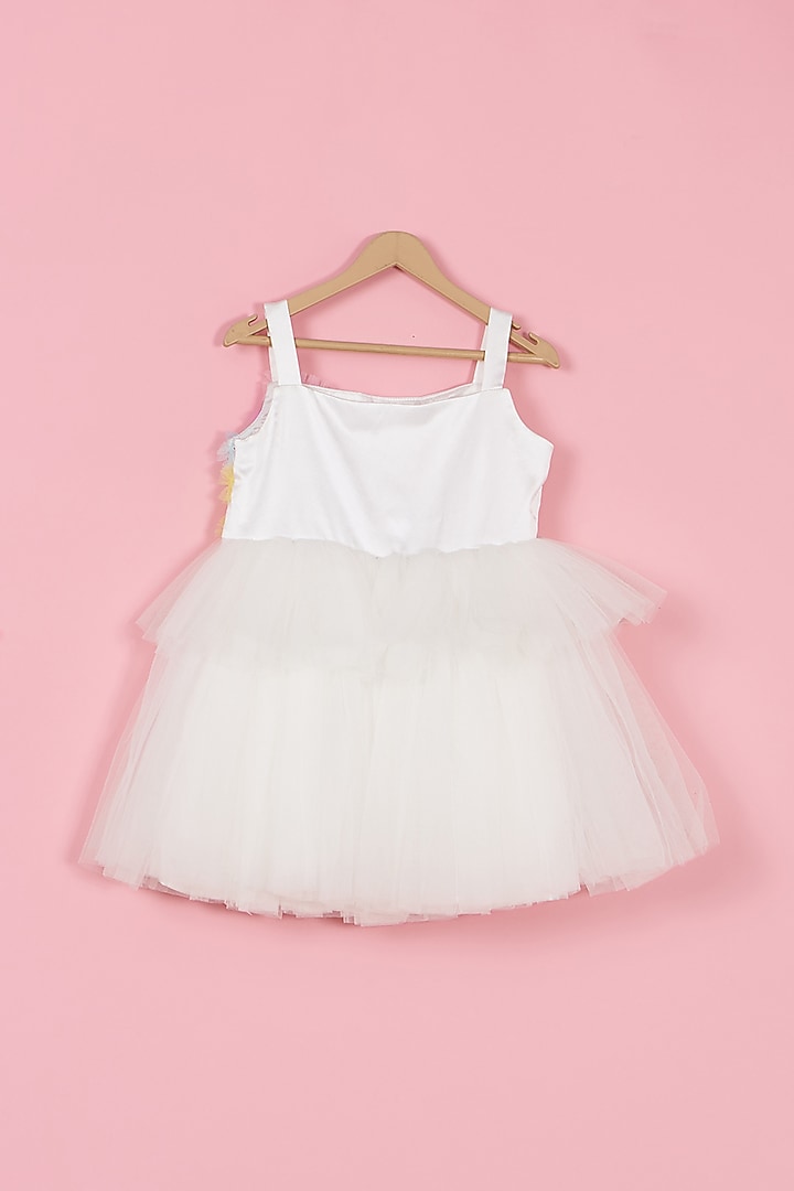 White Net Rainbow Dress For Girls by PiccoRicco at Pernia's Pop Up Shop