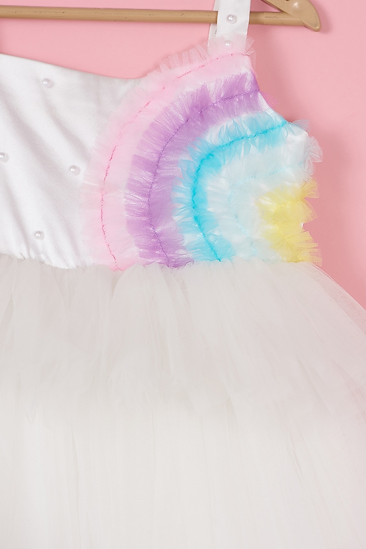 White Net Rainbow Dress For Girls by PiccoRicco at Pernia's Pop Up Shop