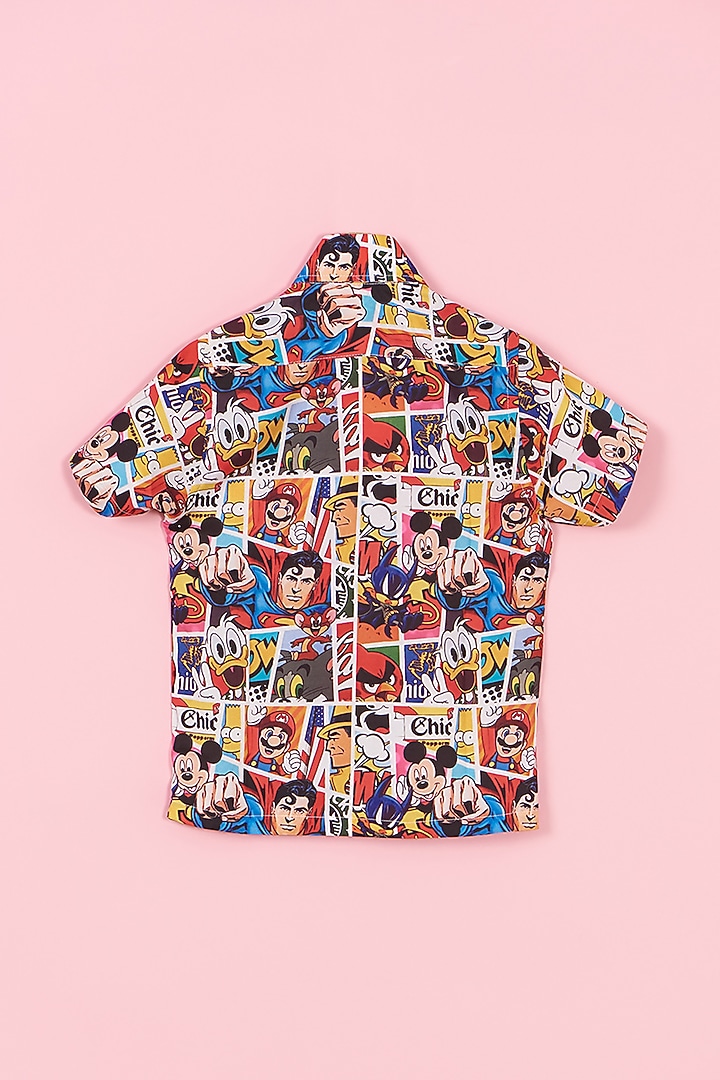 Multi-colored Crepe Superhero Printed Shirt For Boys by PiccoRicco at Pernia's Pop Up Shop