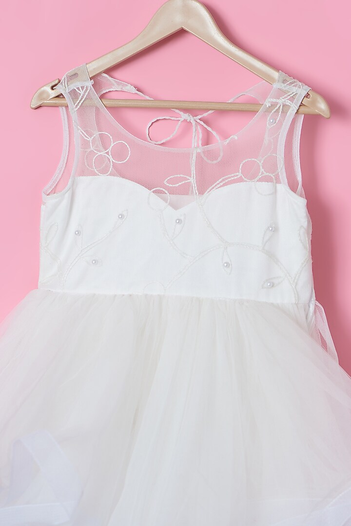 White Net Layered Dress For Girls by PiccoRicco at Pernia's Pop Up Shop