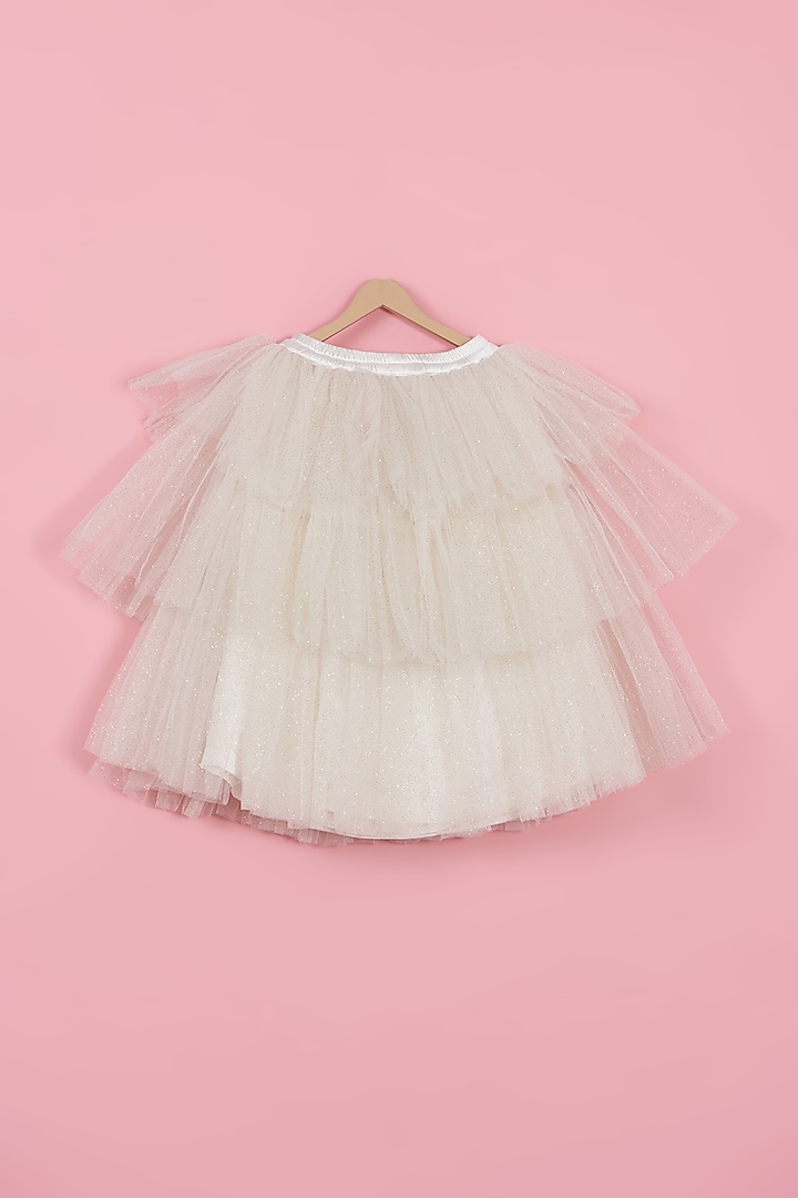 White Net Layered Lehenga Set For Girls by PiccoRicco at Pernia's Pop Up Shop