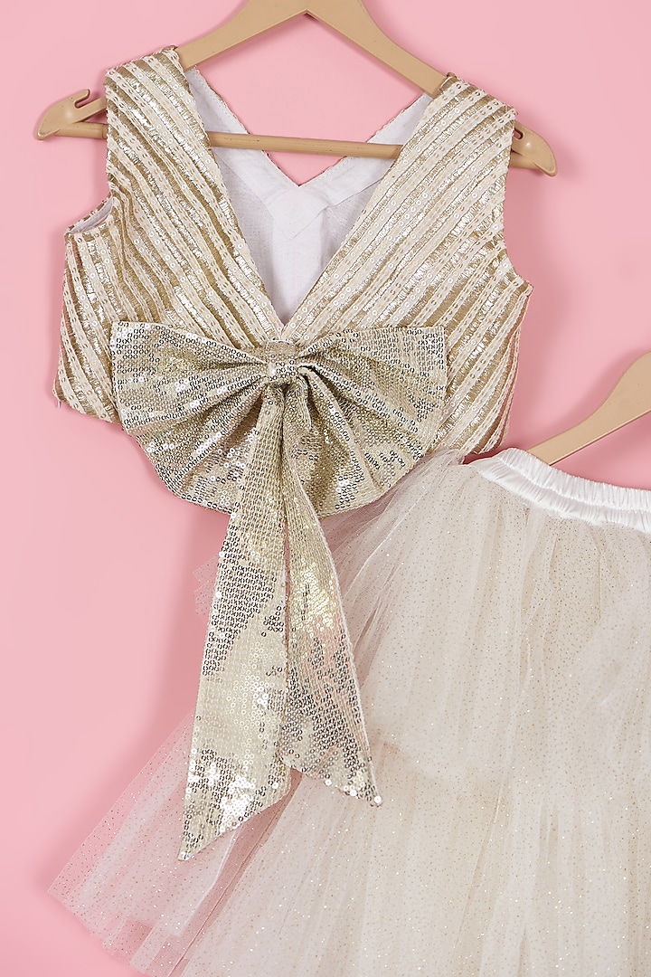 White Net Layered Lehenga Set For Girls by PiccoRicco at Pernia's Pop Up Shop