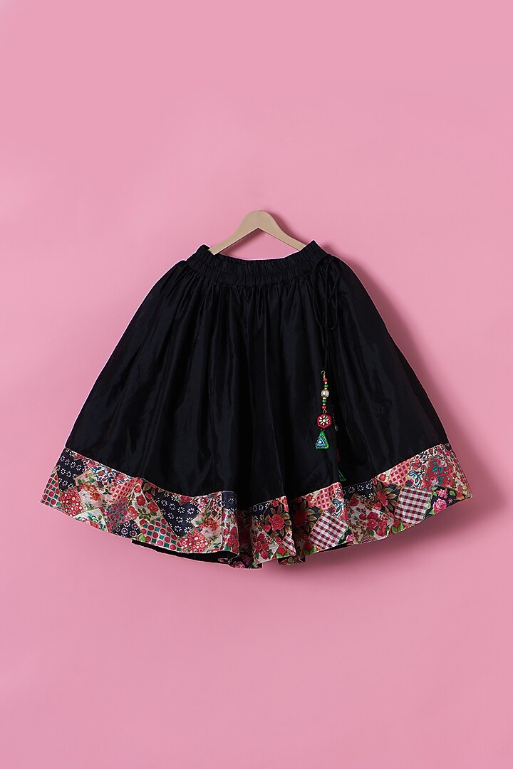 Black Silk Lehenga Set For Girls by PiccoRicco at Pernia's Pop Up Shop