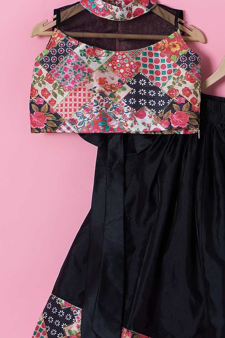 Black Silk Lehenga Set For Girls by PiccoRicco at Pernia's Pop Up Shop