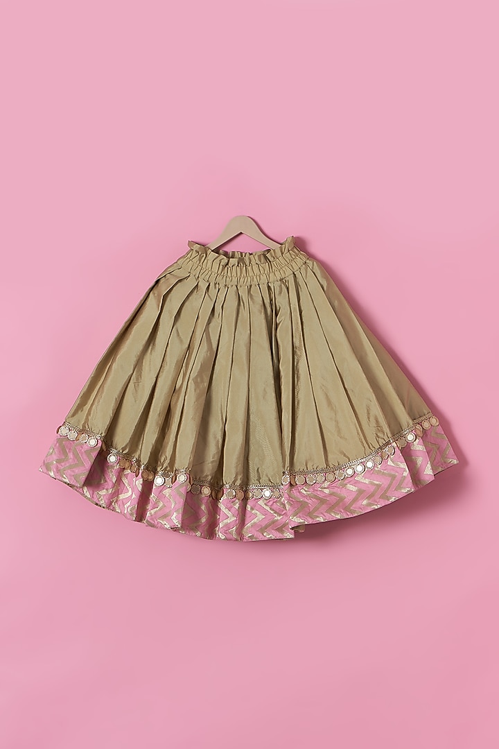 Green Silk Lehenga Set For Girls by PiccoRicco at Pernia's Pop Up Shop