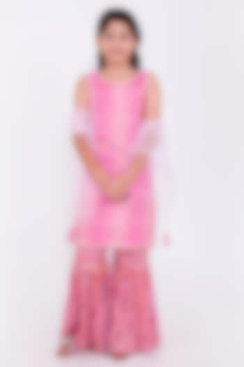 Pink Cotton Gota Sharara Set For Girls by PiccoRicco at Pernia's Pop Up Shop