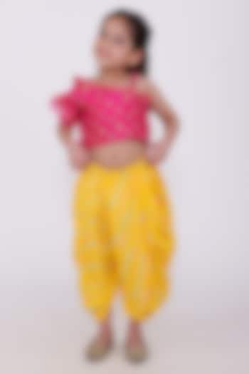 Yellow Cotton Dhoti Set For Girls by PiccoRicco at Pernia's Pop Up Shop