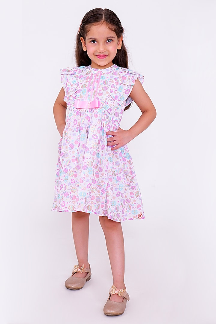 White Cotton Dress For Girls by PiccoRicco at Pernia's Pop Up Shop