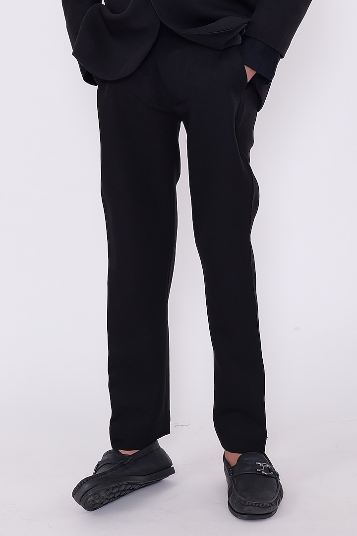 Black Silk Blazer Set For Boys by PiccoRicco at Pernia's Pop Up Shop