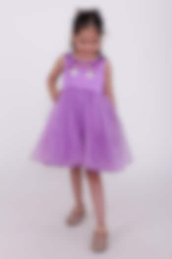 Lilac Crepe & Net Pearl Rainbow Dress For Girls by PiccoRicco at Pernia's Pop Up Shop