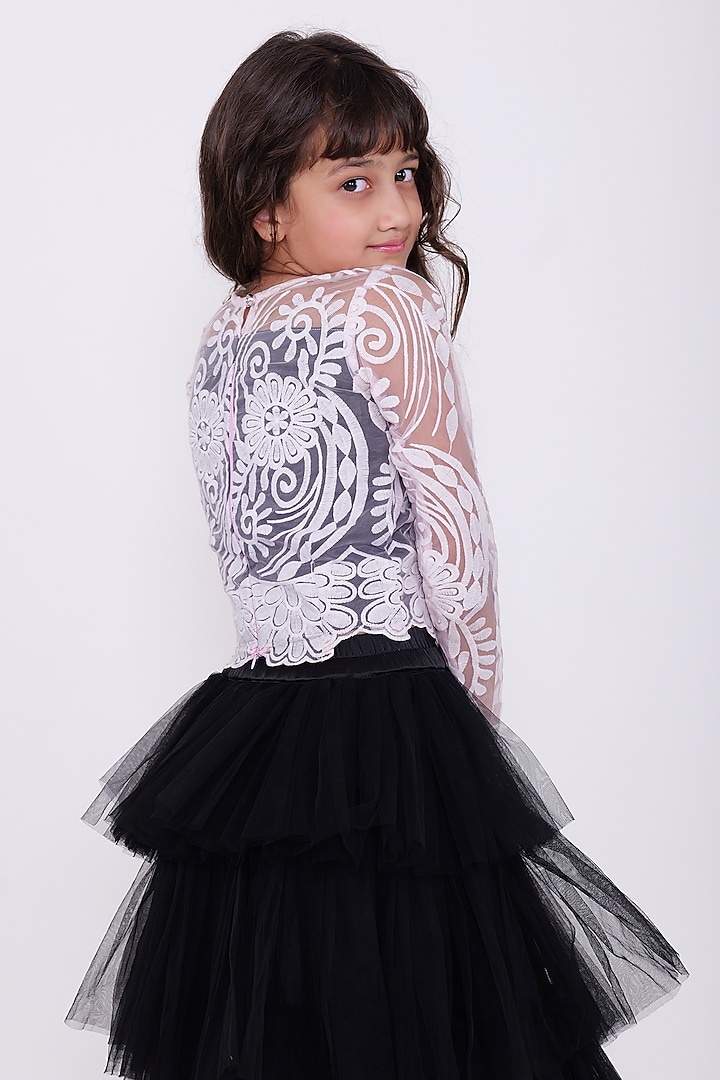 Black Organza Layered Skirt Set For Girls by PiccoRicco at Pernia's Pop Up Shop