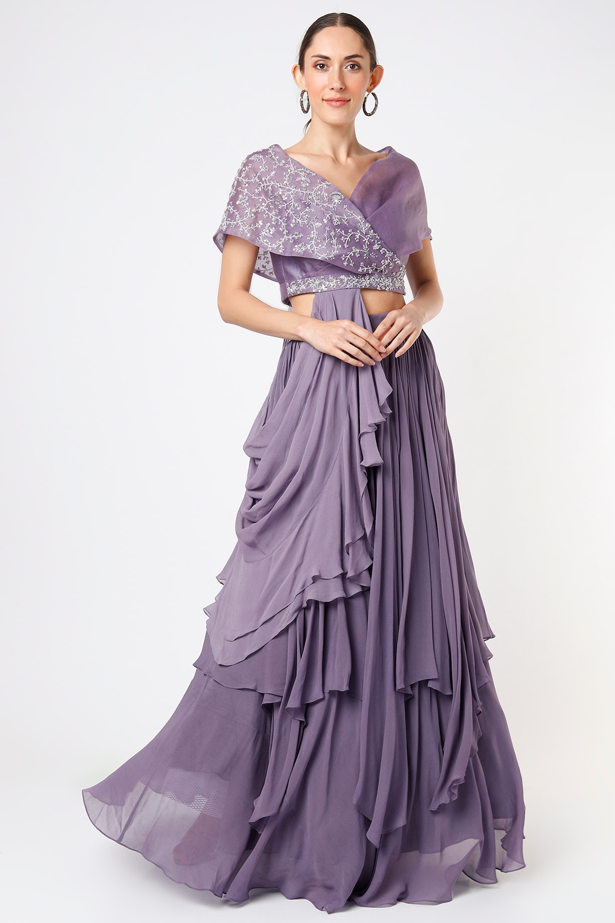 Asymmetrical Layered Lehenga Set