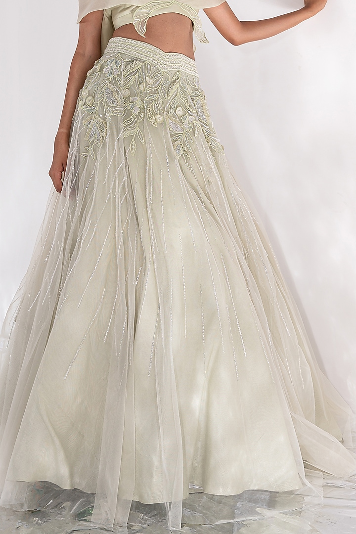 Sea Green Organza & Georgette Wedding Lehenga Set by Piri India at Pernia's Pop Up Shop