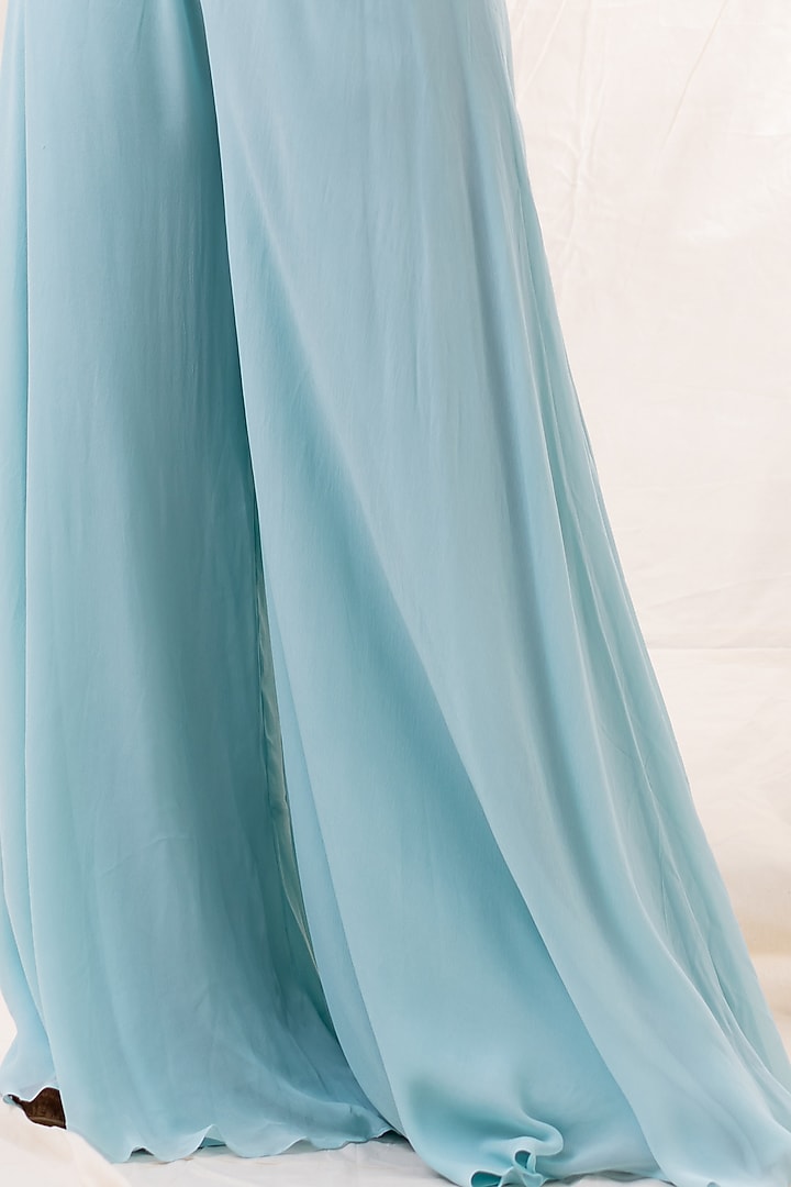Ice Blue Georgette Palazzo Pant Set by Piri India at Pernia's Pop Up Shop