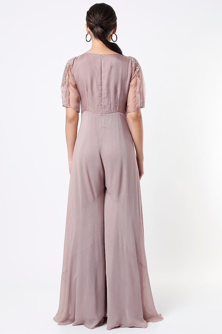 Mauve Embroidered Jumpsuit by Piri India at Pernia's Pop Up Shop