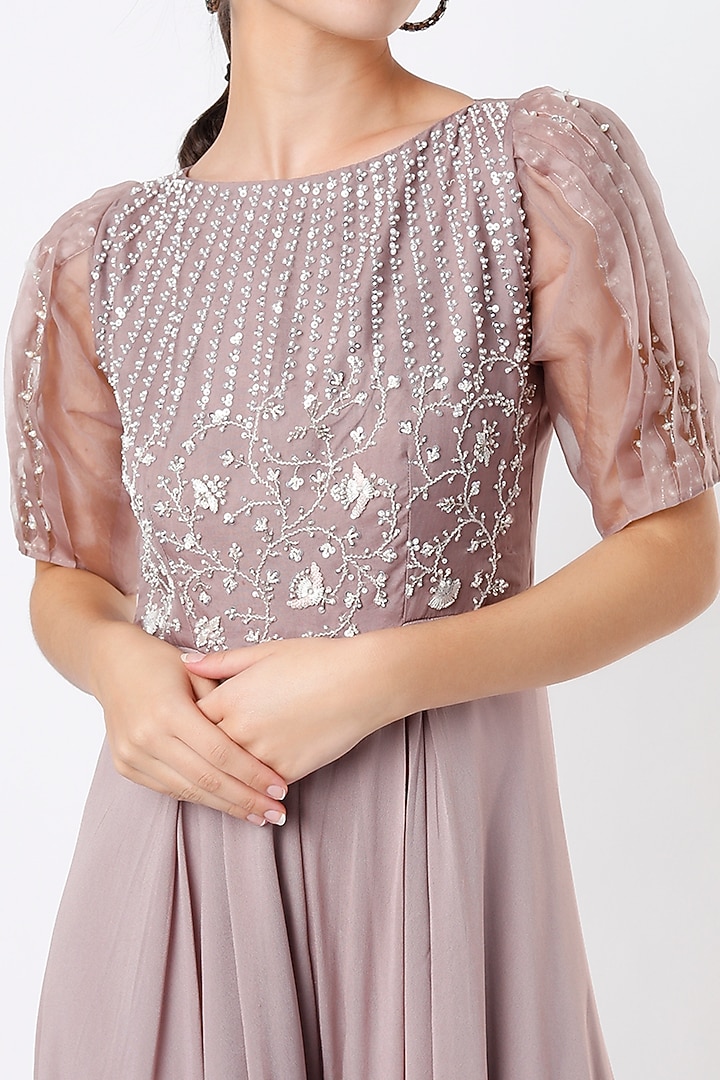 Mauve Embroidered Jumpsuit by Piri India at Pernia's Pop Up Shop