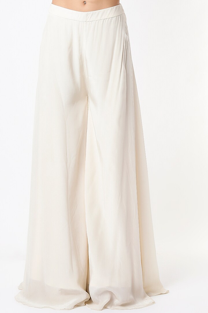 Pastel Yellow Georgette Palazzo Pant Set by Piri India at Pernia's Pop Up Shop