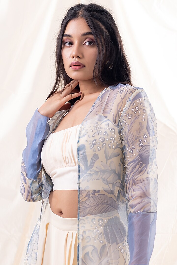 Honey Beige Pant Set With Embroidered Jacket by Piri India at Pernia's Pop Up Shop