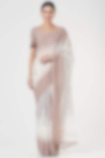 Rose Pink Printed Saree by Parijat at Pernia's Pop Up Shop