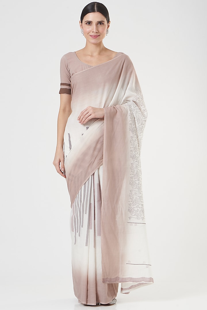 Rose Pink Printed Saree by Parijat at Pernia's Pop Up Shop