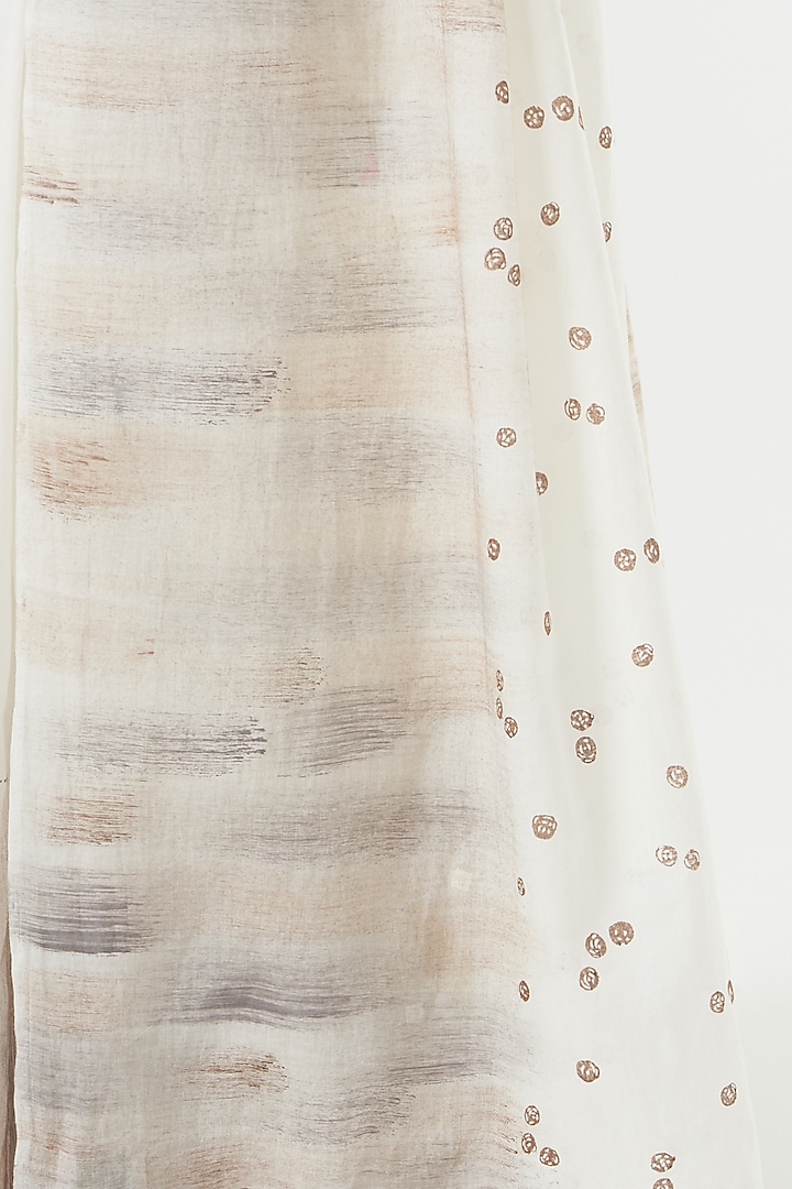 White Block Printed Festive Saree by Parijat at Pernia's Pop Up Shop