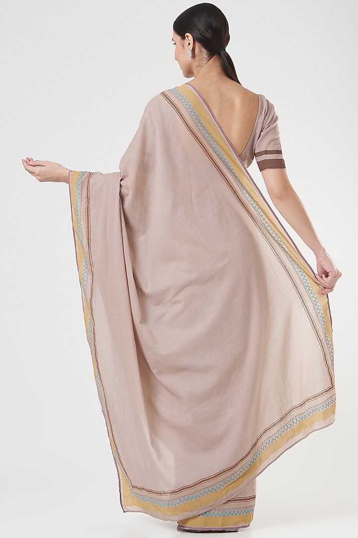 Onion Pink Block Printed Saree by Parijat at Pernia's Pop Up Shop