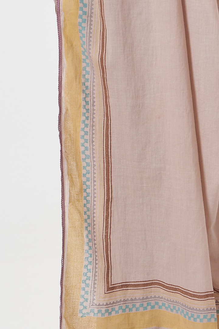 Onion Pink Block Printed Saree by Parijat at Pernia's Pop Up Shop