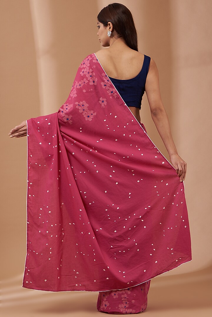 Pink Hand Block Printed Festive Saree Set by Parijat at Pernia's Pop Up Shop