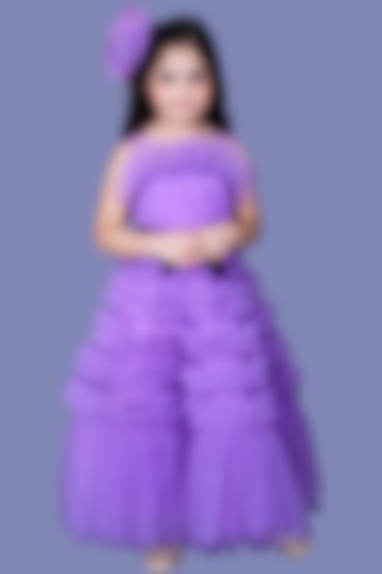 Lilac Frilled Gown For Girls by Pink Cow