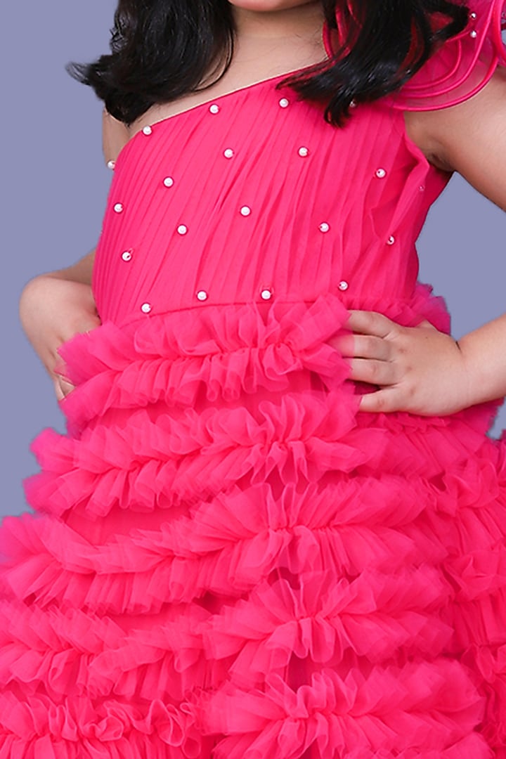 Fuchsia Frilled Gown For Girls by Pink Cow at Pernia's Pop Up Shop