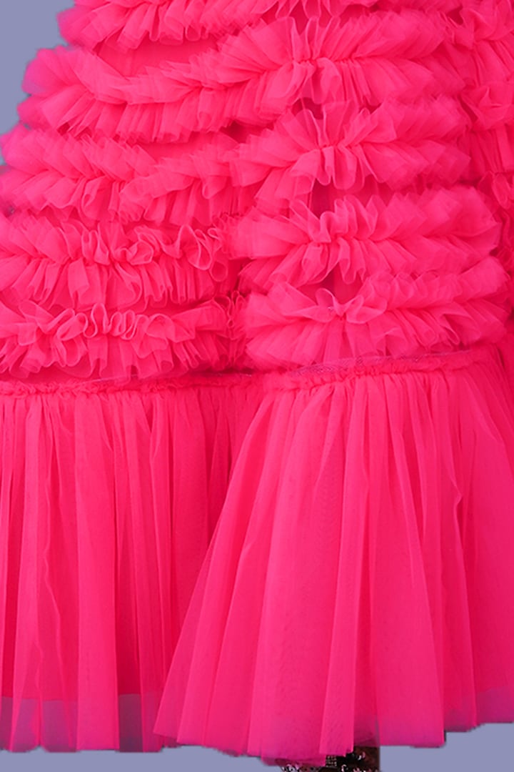 Fuchsia Frilled Gown For Girls by Pink Cow at Pernia's Pop Up Shop