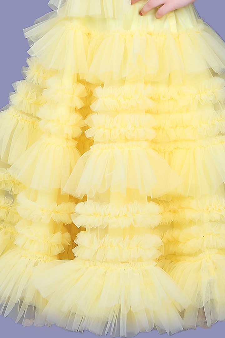 Yellow Embellished Skirt Set For Girls by Pink Cow at Pernia's Pop Up Shop