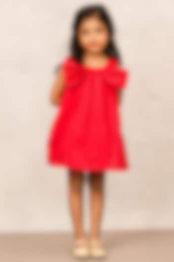 Red Taffeta Bow A-Line Dress For Girls by Pink Cow at Pernia's Pop Up Shop