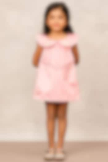 Old Rose Taffeta Embroidered Dress For Girls by Pink Cow at Pernia's Pop Up Shop