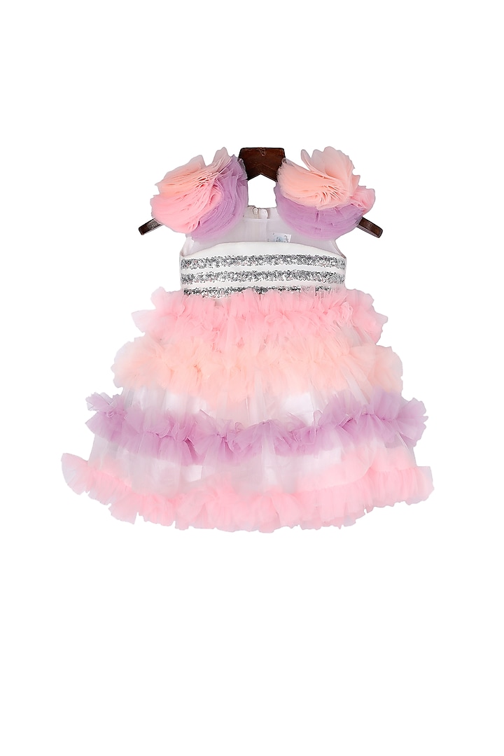 Multi Colored Unicorn Dress With Frills For Girls by Pink Cow