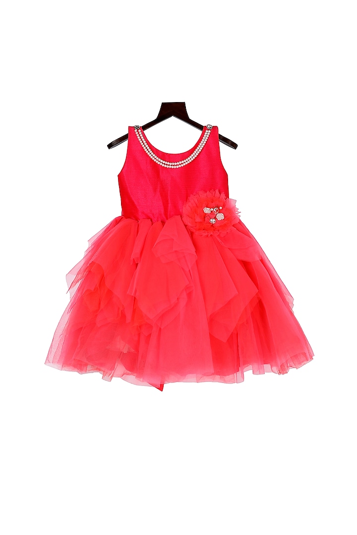 Pink Floral Embellished Dress For Girls by Pink Cow
