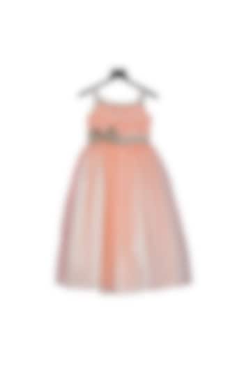 Peach Embroidered Gown For Girls by Pink Cow