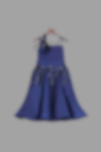 Navy Blue Gown With Tassels For Girls by Pink Cow