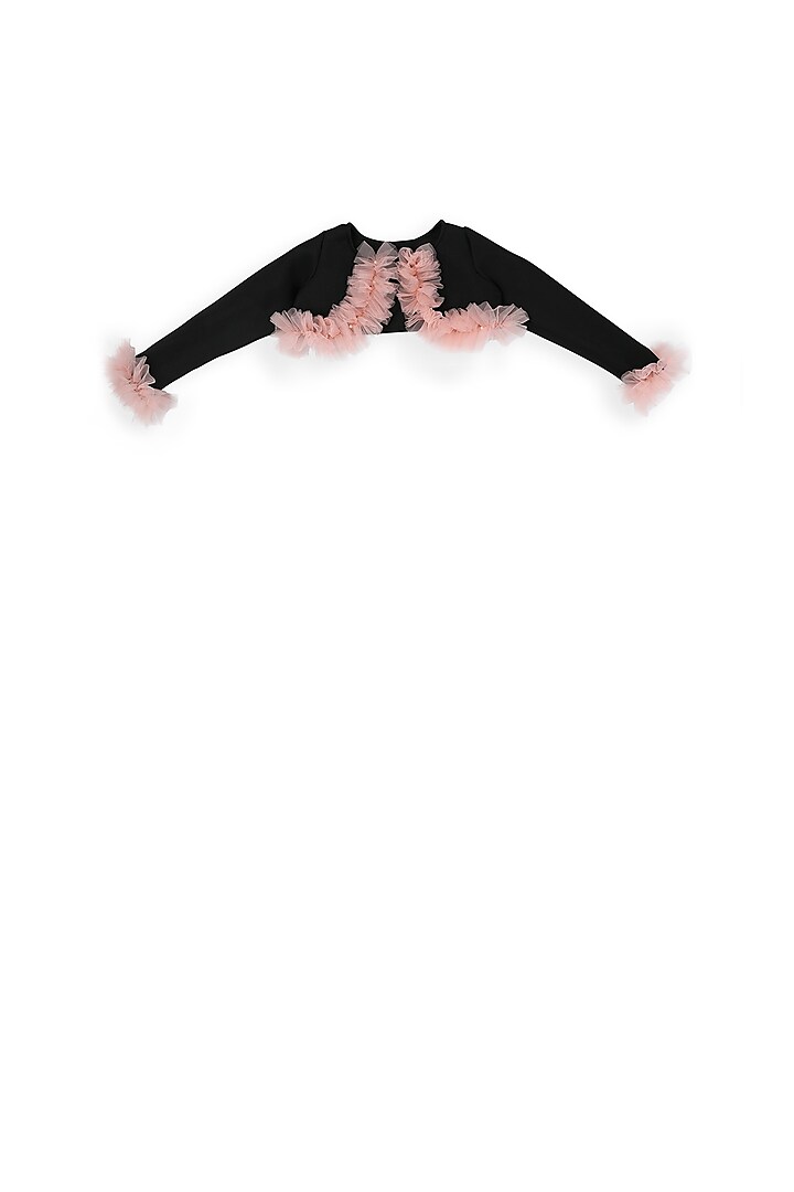 Black Scuba Shrug For Girls by Pink Cow