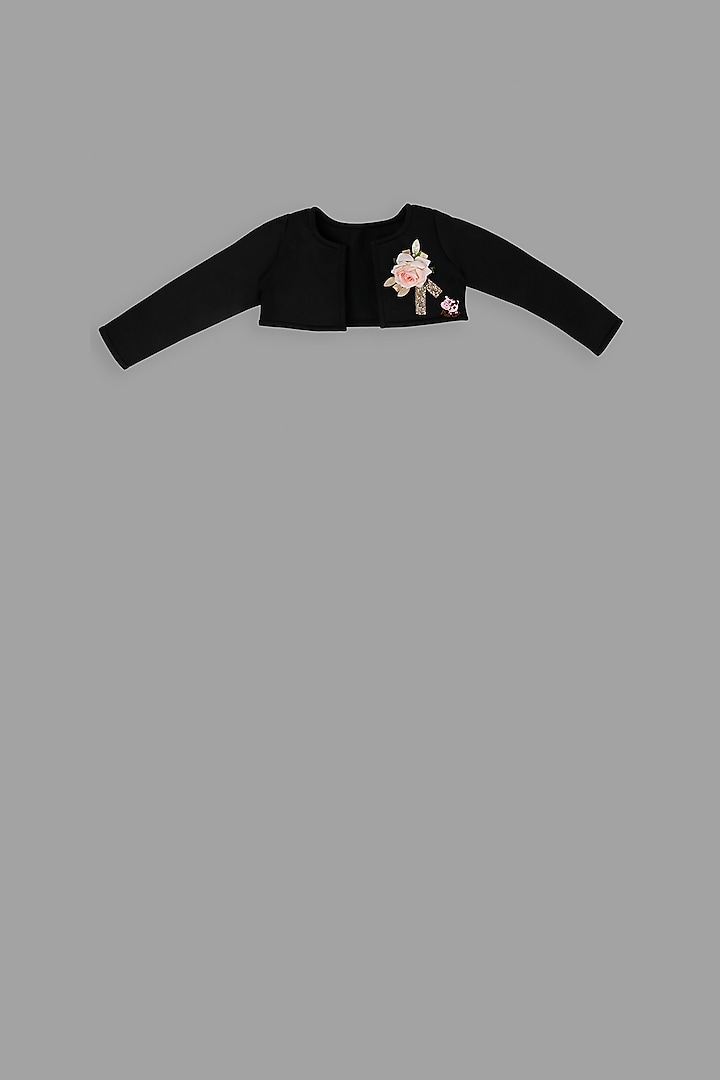 Black Embellished Shrug For Girls by Pink Cow